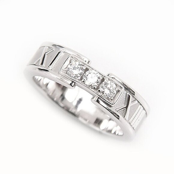 TIFFANY & CO. White Gold Diamond Atlas Ring - Picture 1 of 10